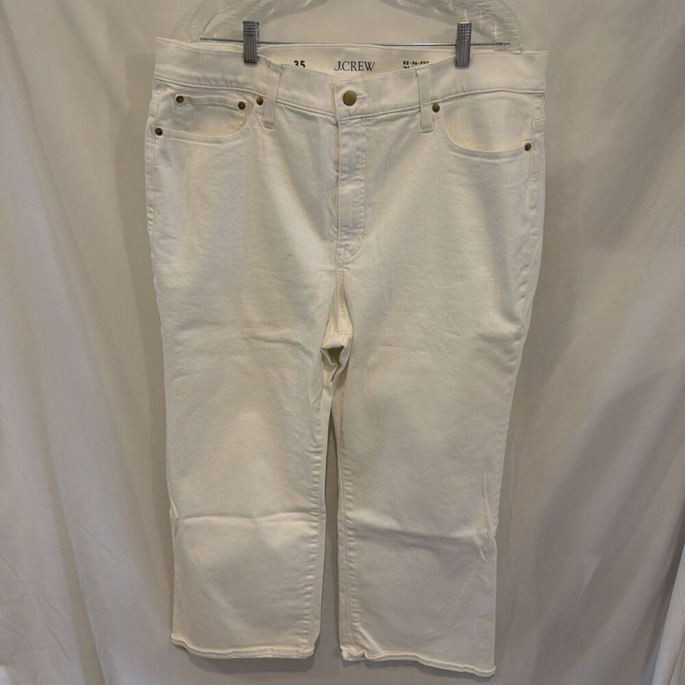 NWOT J.Crew Women's '94 Kick Out Cropped White Denim Jeans Size 35